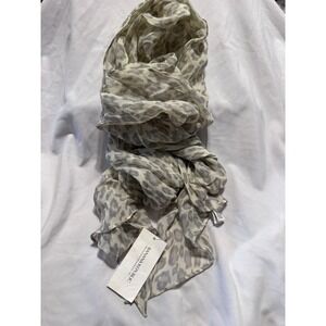 Banana Republic Scarf Womens Grey Cream Leopard Animal Print 100% Silk NWT